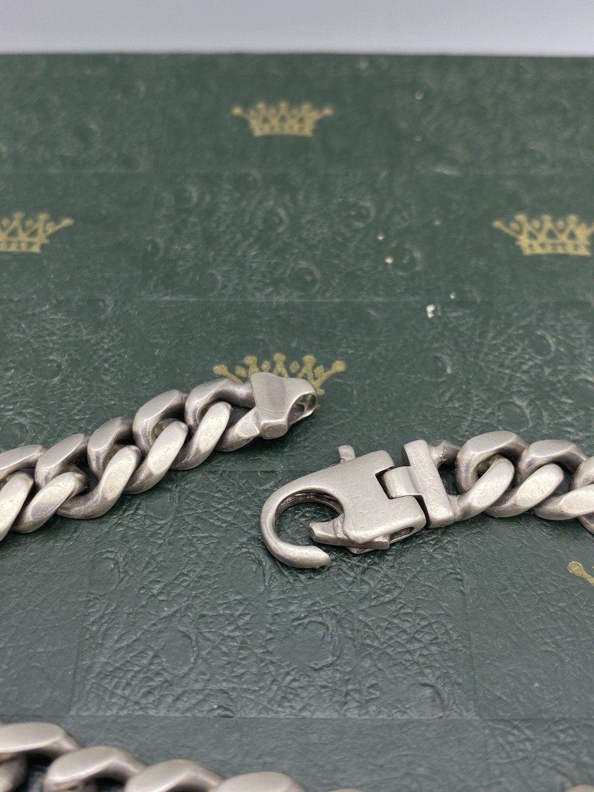 Men's Vintage Sterling Silver 9mm Curb Link 9.25L Bracelet #2366 8