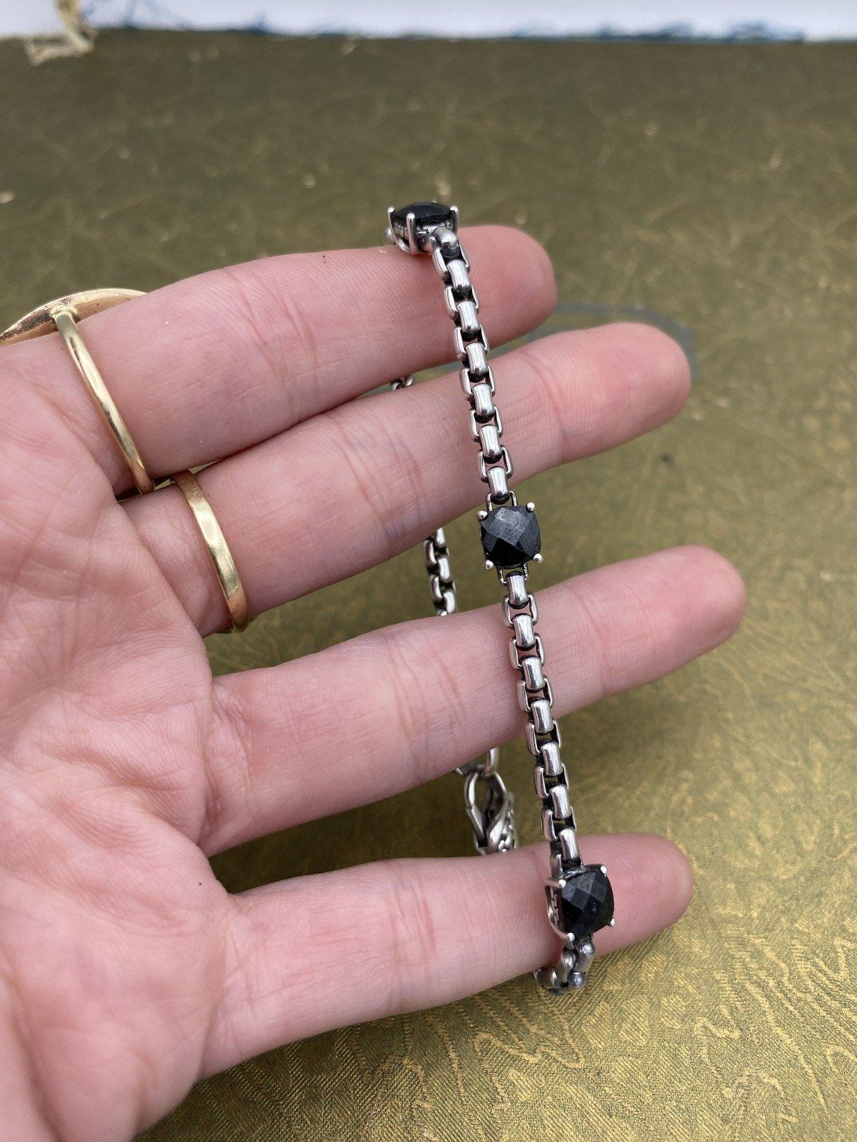 JAi Sterling Silver + Black Onyx Rolo Layering Bracelet #2470 3