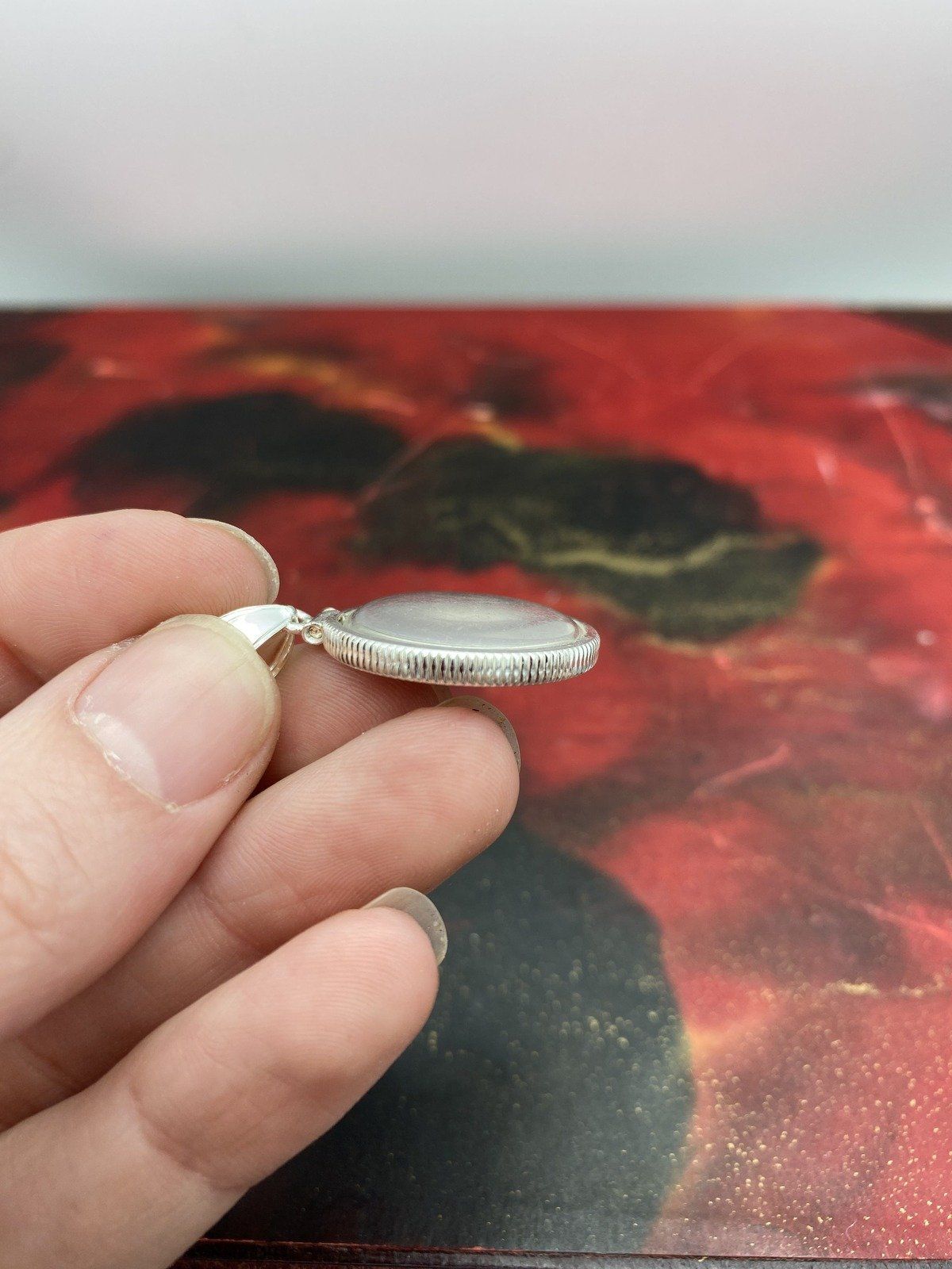 Sterling Silver Open Face Bezeled Photo Locket Pendant 6
