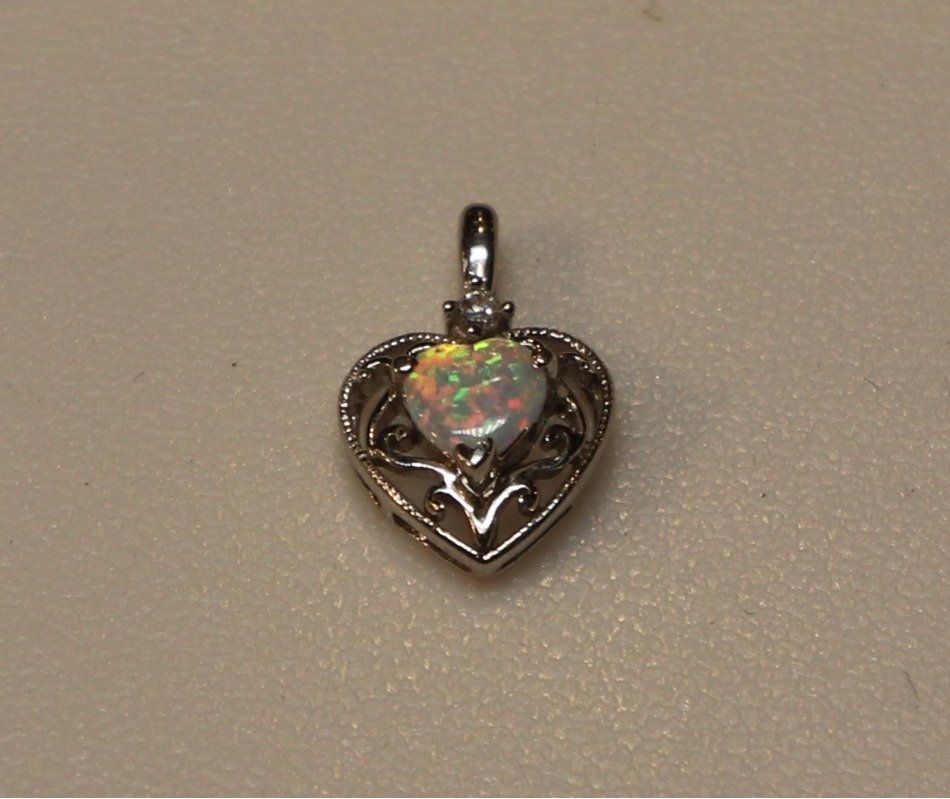 Sterling Silver Heart Pendant with CZ Diamond