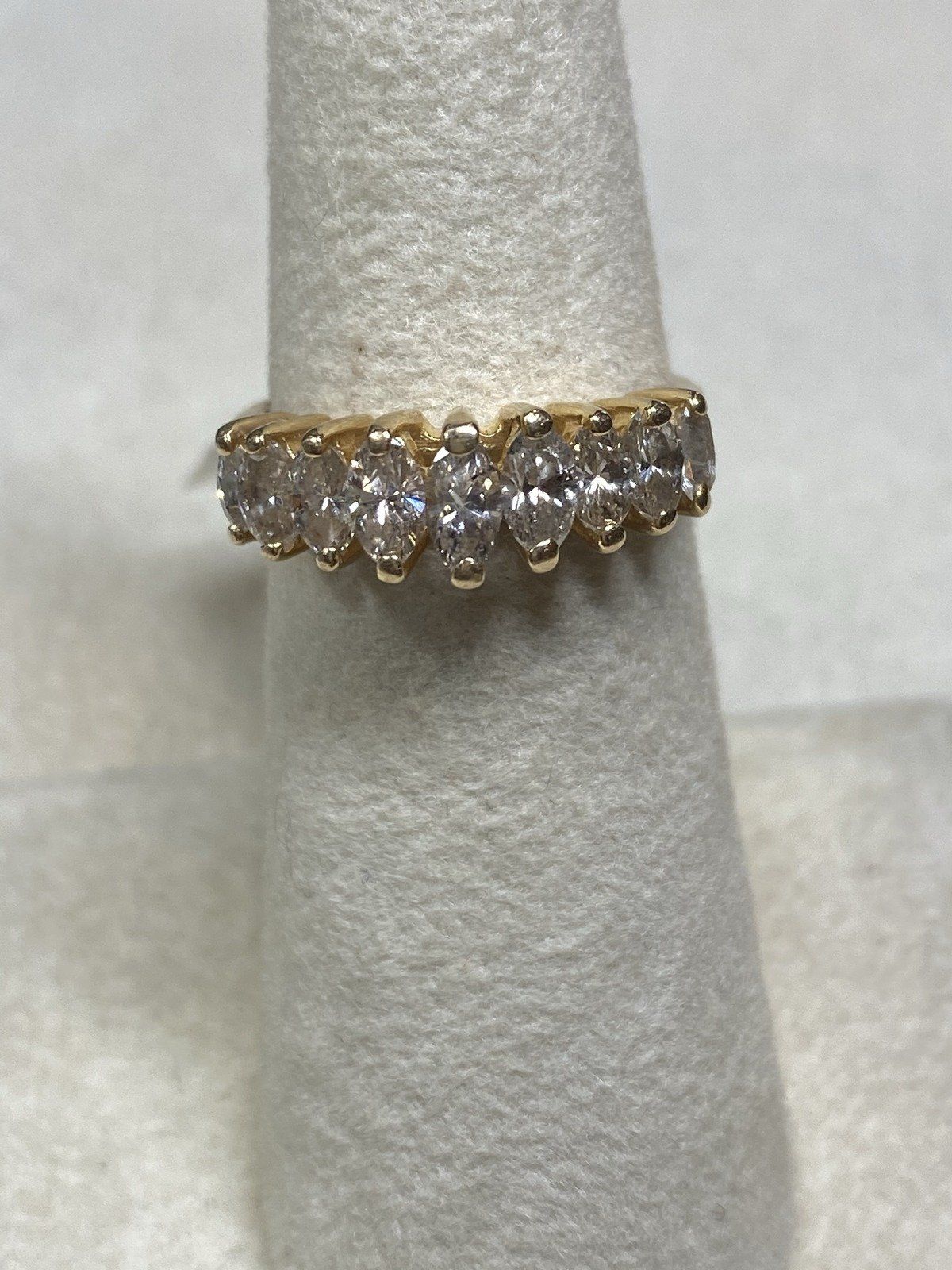 Ladies 14k Gold Custom Made Diamond Ring with 9 Emerald Cut Diamonds 2