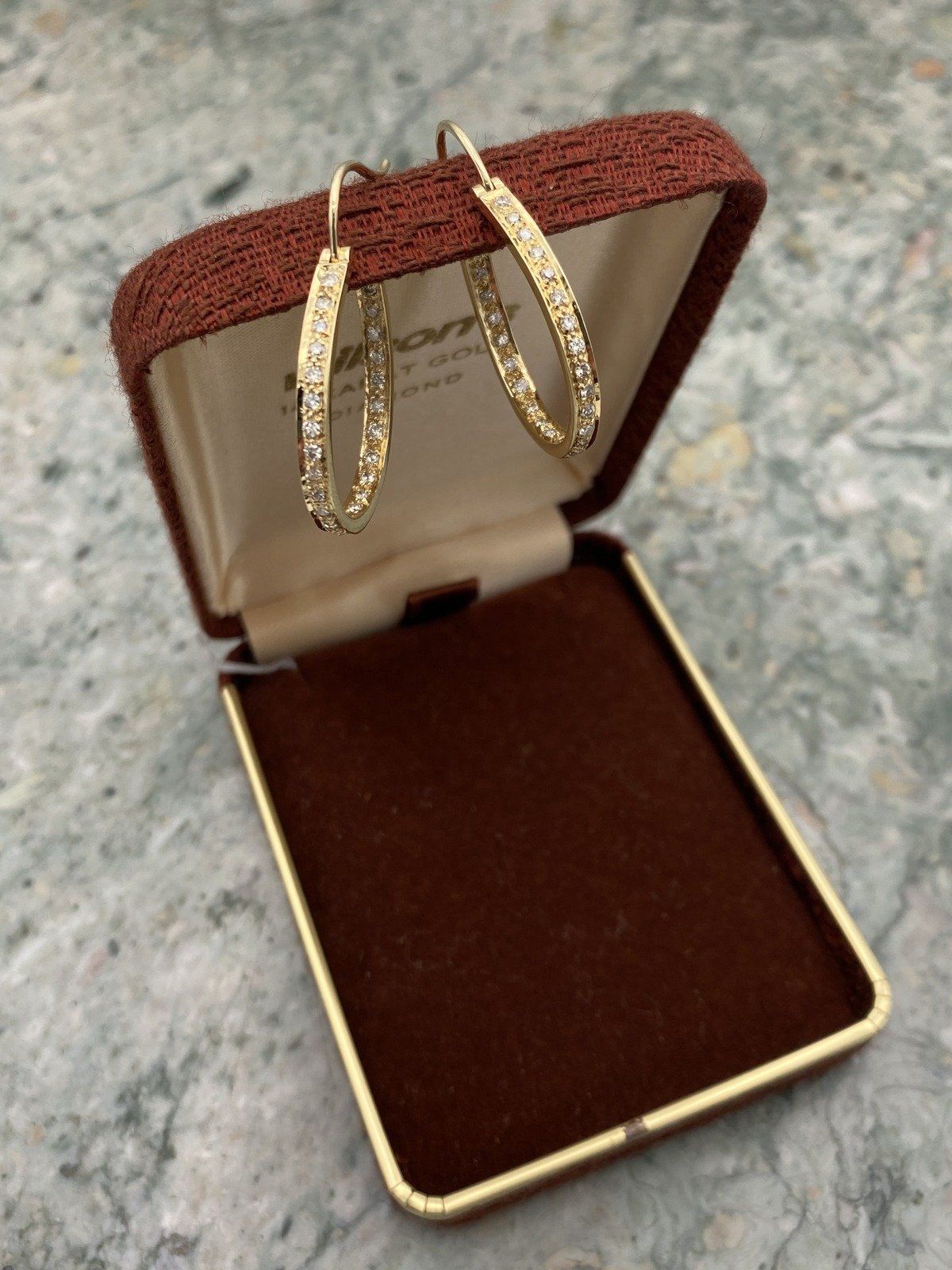 Lovely 14k Gold Pave Diamond Eternity Set Hoop Earrings #2433 8