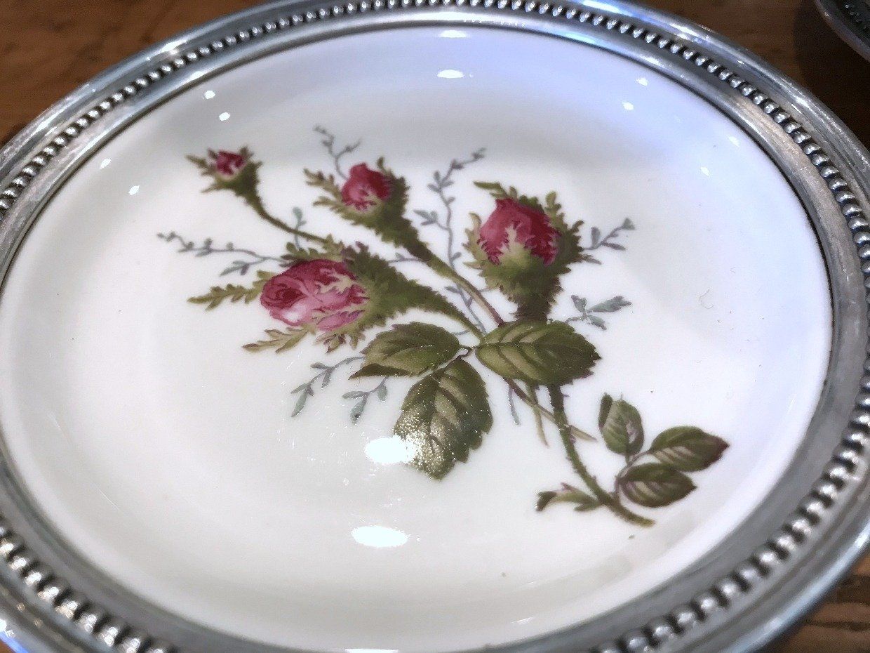 12 Vintage Rosenthal Germany Moss Rose Sterling Rimmed Plates 4