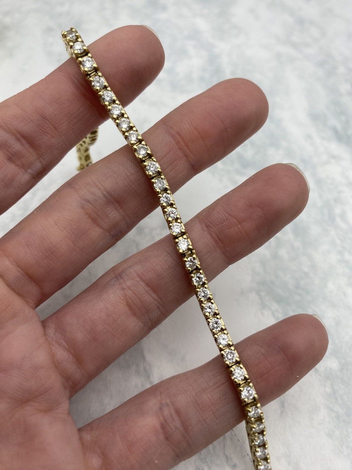 14k Gold 5ctw Round Cut Pave Diamond Ladies Tennis Bracelet 7L 2