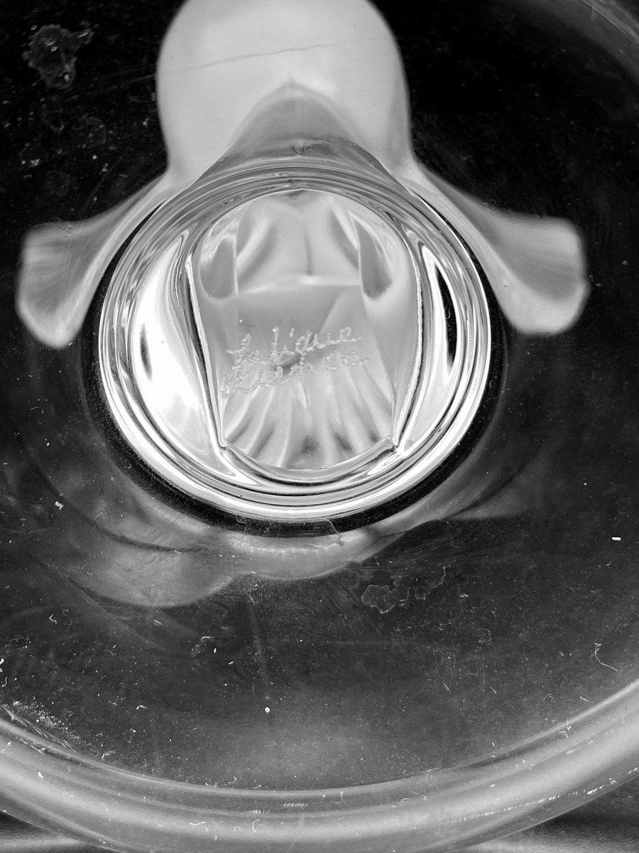 Lalique Frosted Crystal Dove Pin Tray Dish Signed 4