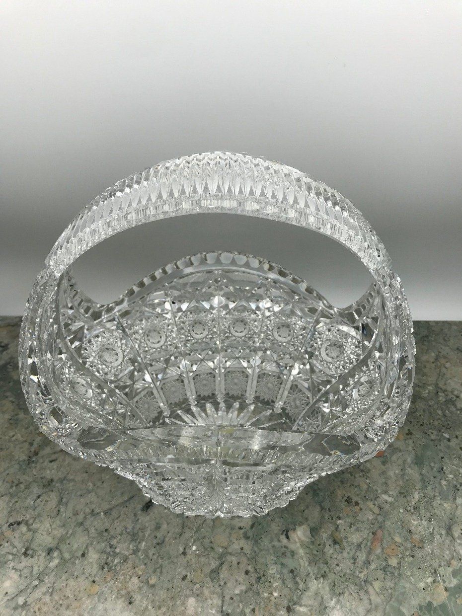 Intricately Cut German Crystal Hobstar Basket 4