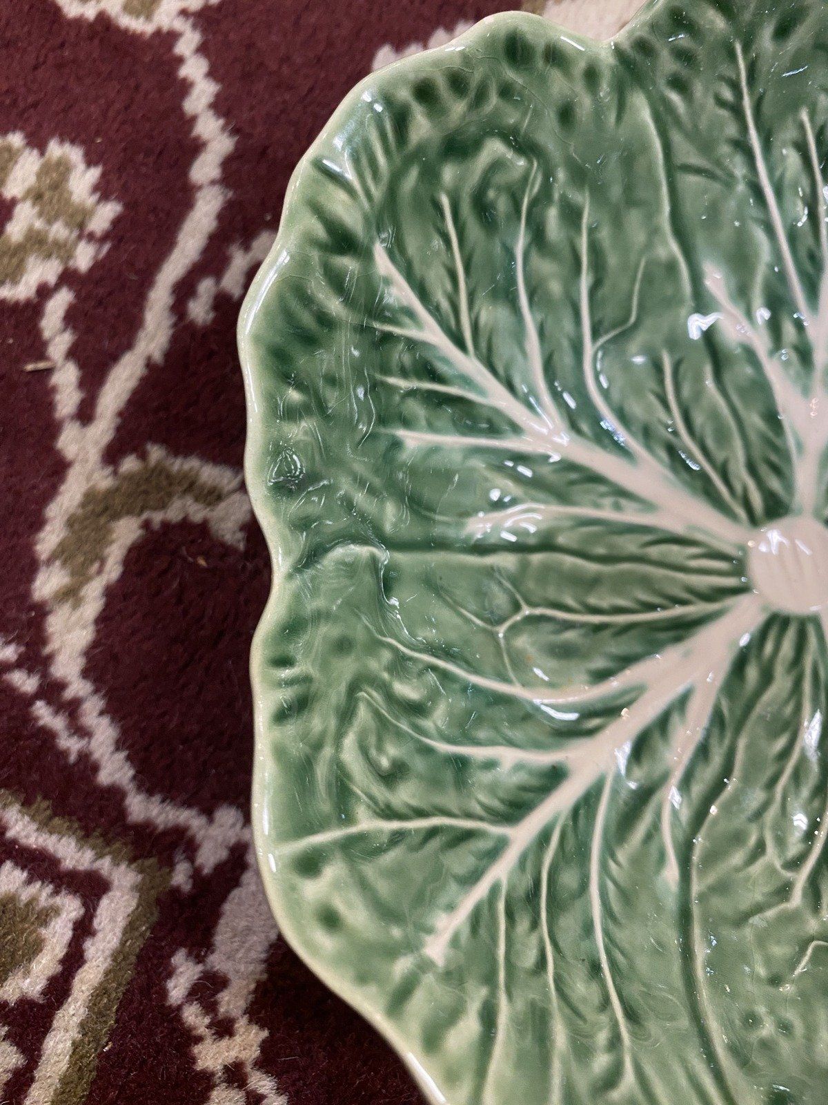 Bordallo Pinheiro Portugal Majolica Small Cabbage Leaf Bowl 6.5 2