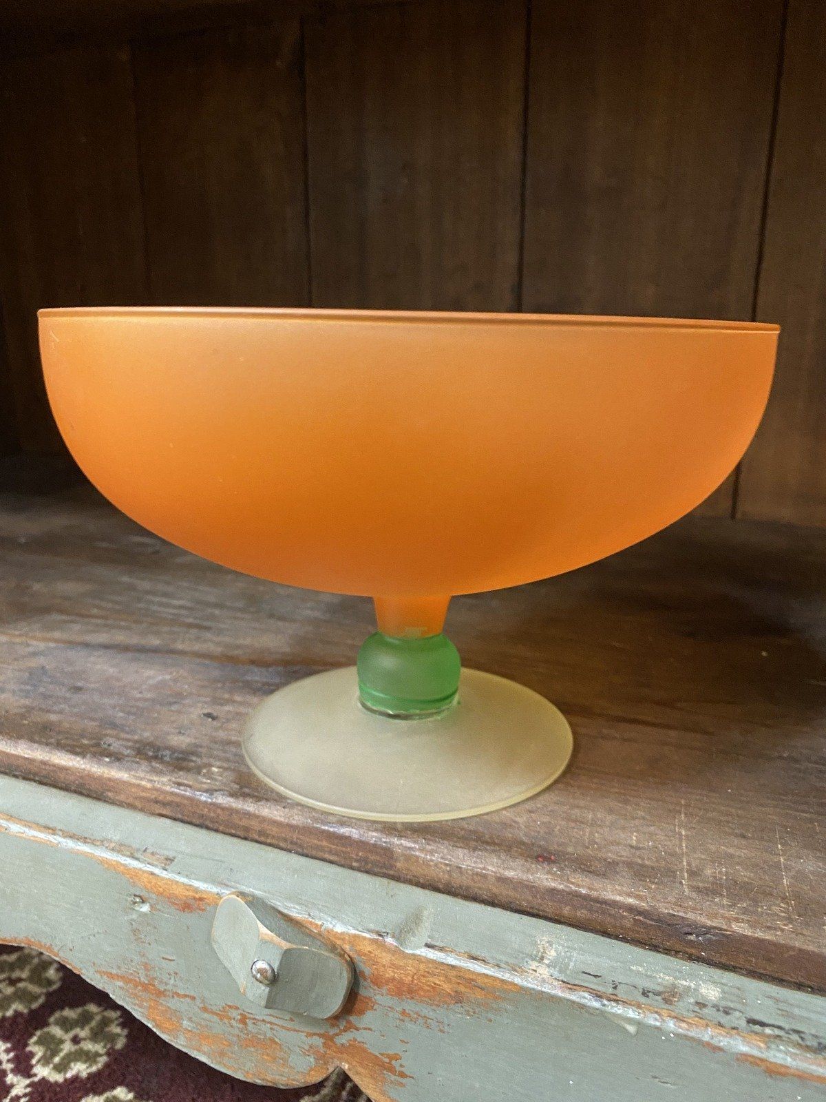 Vintage MCM Satin Trio Glass Mod Fruit Compote