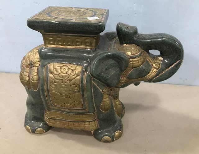 International Bazaar Ceramic Elephant Plant Stand