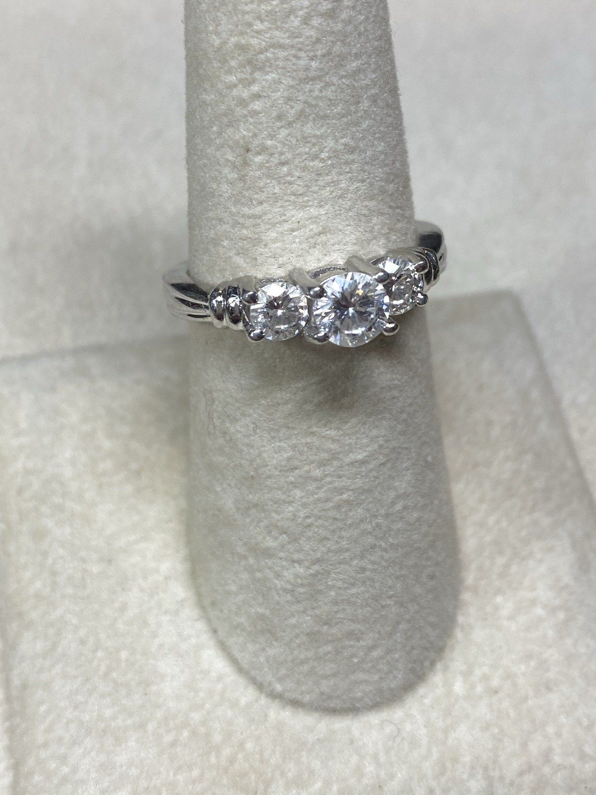 Platinum Diamond Wedding Ring with Brilliant Cut Diamonds Size 7 Center Diamond is .85+ carats