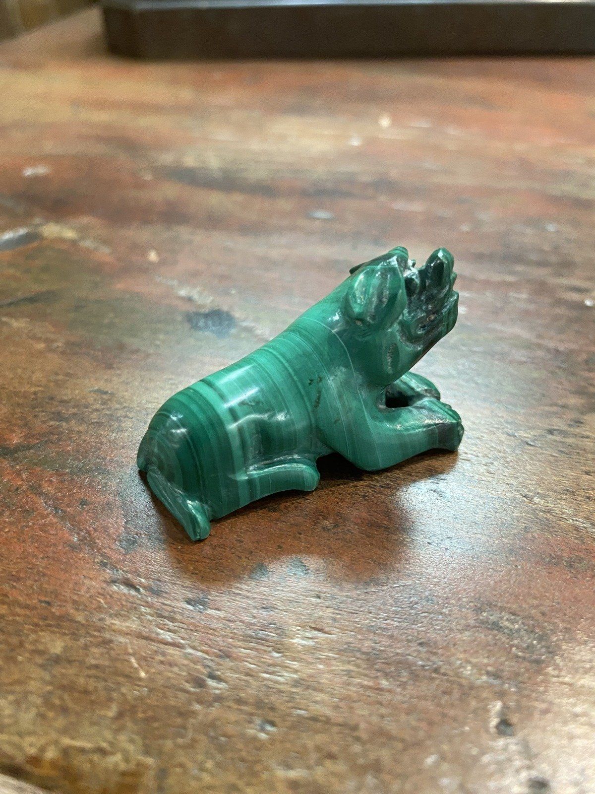 Genuine Natural Malachite Carved Bear Figurine 5