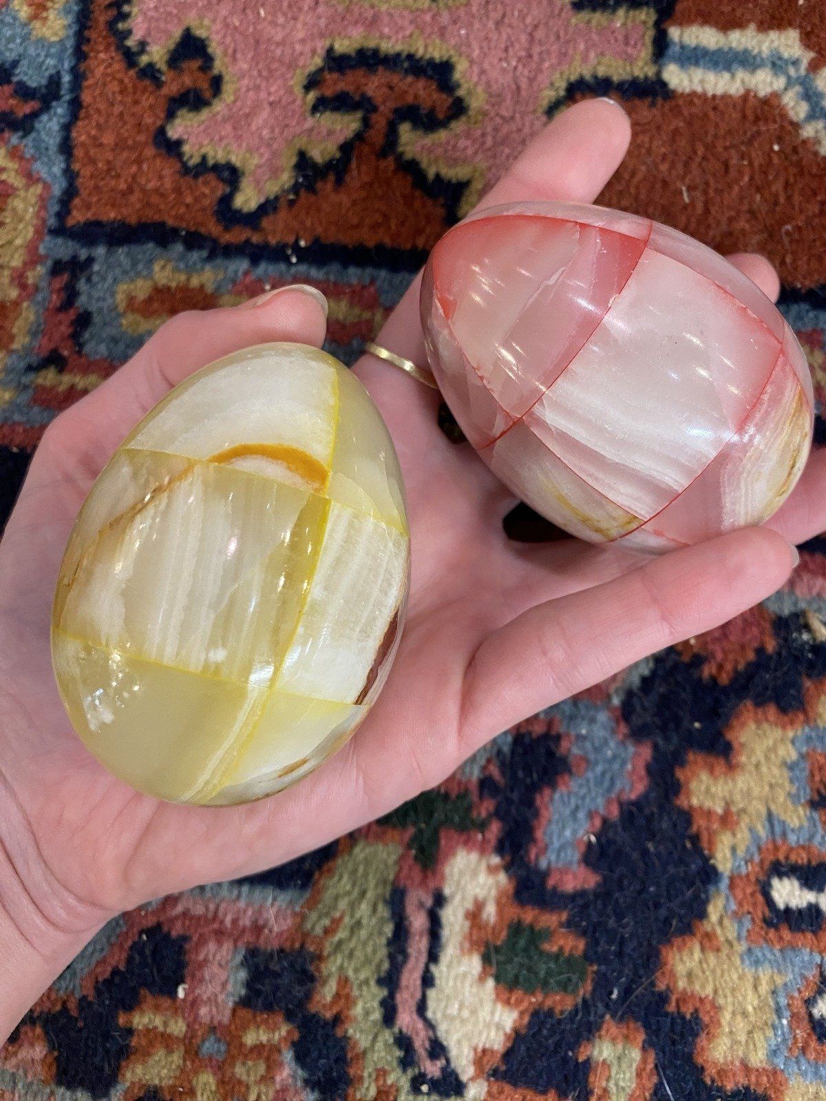 Dyed Onyx Cubic Pieced Decorative Eggs 2
