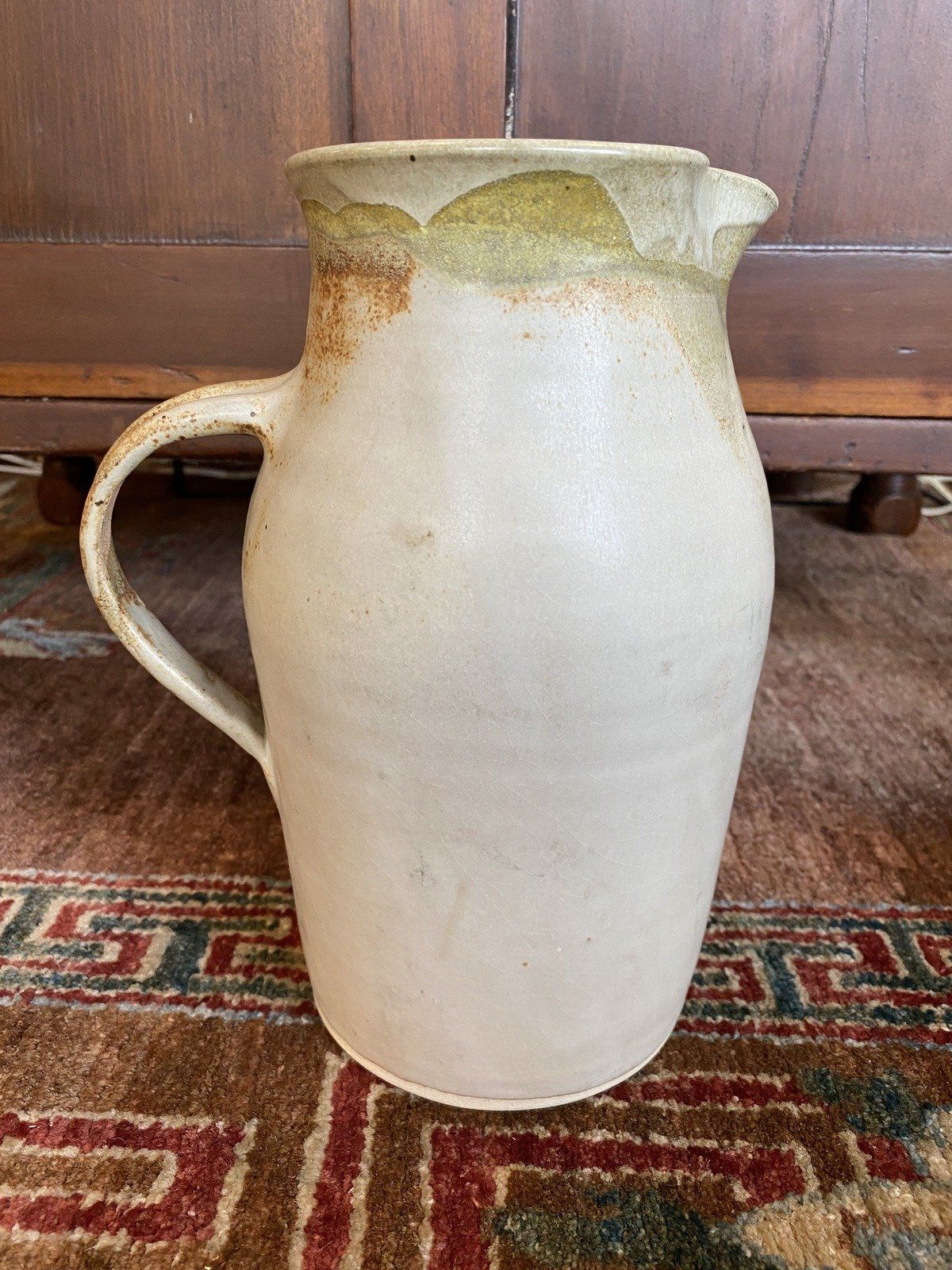 Vintage c.1987 MS Artist Pat Gavin Signed + Dated 9.5h Stoneware Pottery Pitcher 3