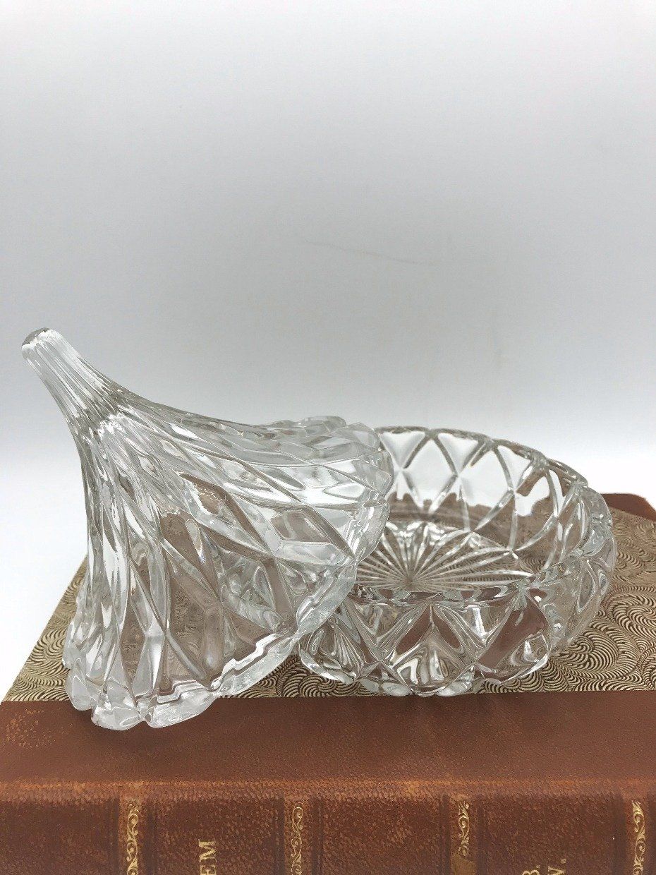 Pressed Glass Candy Dish w Pulpit Lid 2