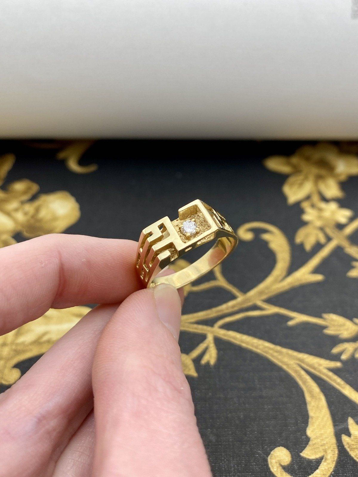 Men's Bespoke 14k Gold Skeletal Cubism + Diamond Ring w Appraisal #2394 8