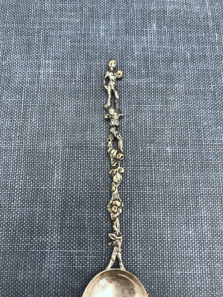 Antique .800 Sterling Silver Figural Repousse Demitasse Spoon 2