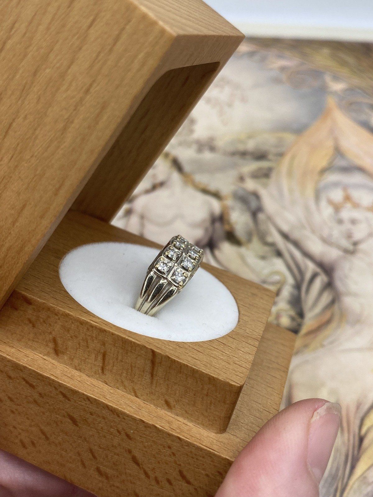 Antique 14k White Gold Dual Row Diamond Wedding Band 3
