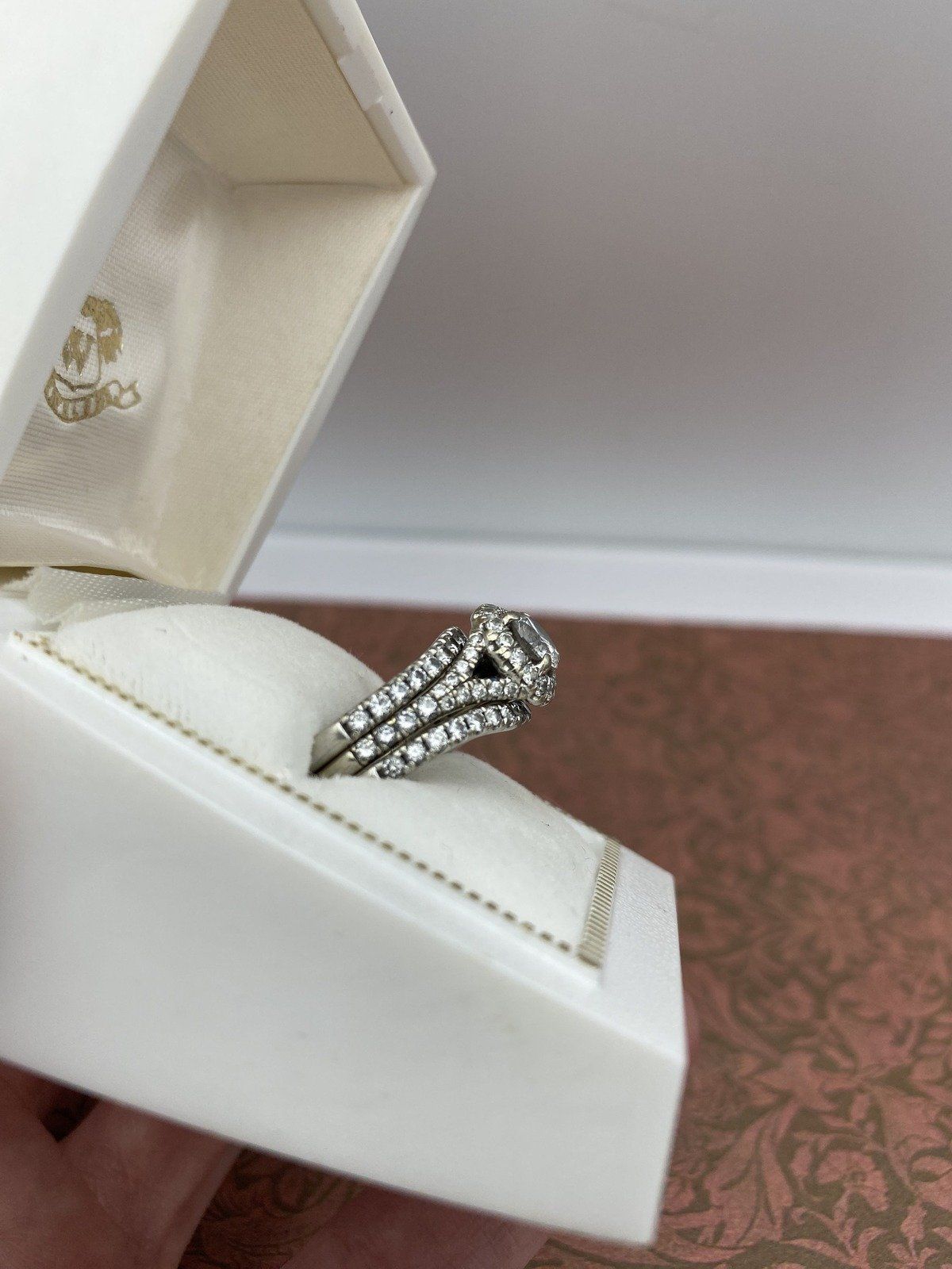 14k White Gold 1ct Center 3-Piece Engagement Bridal Set 4