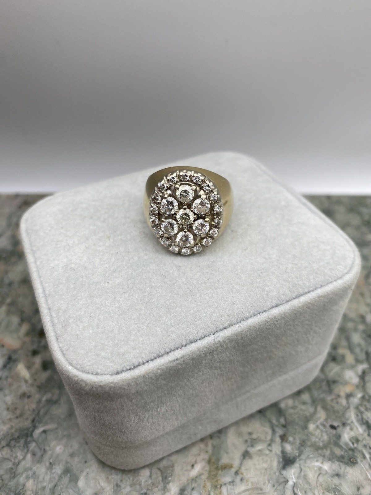 Men's Vintage 14k 1.4ct (Centers Only) Diamond Framed Signet Ring #2777 2