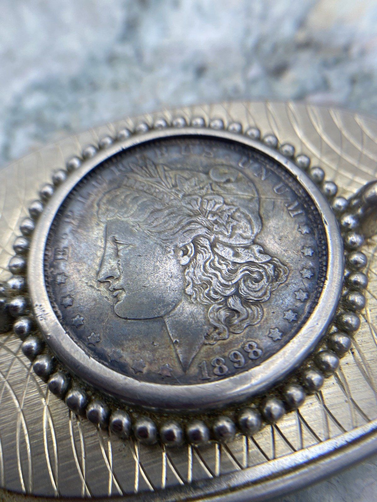 1898 Morgan Silver Dollar in Belt Buckle 5