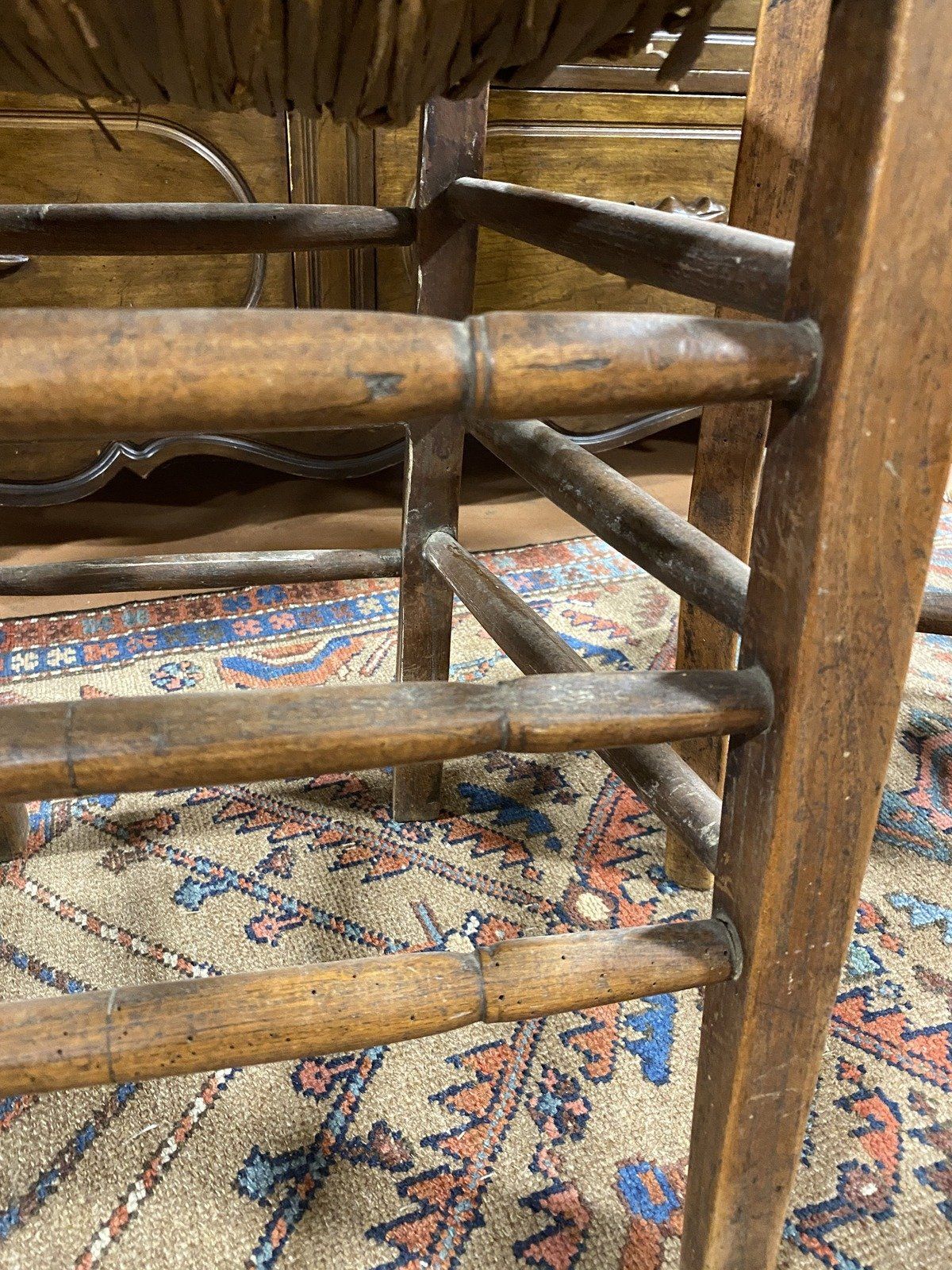 Pair of American Primitive Rush Seat Chairs 274 4