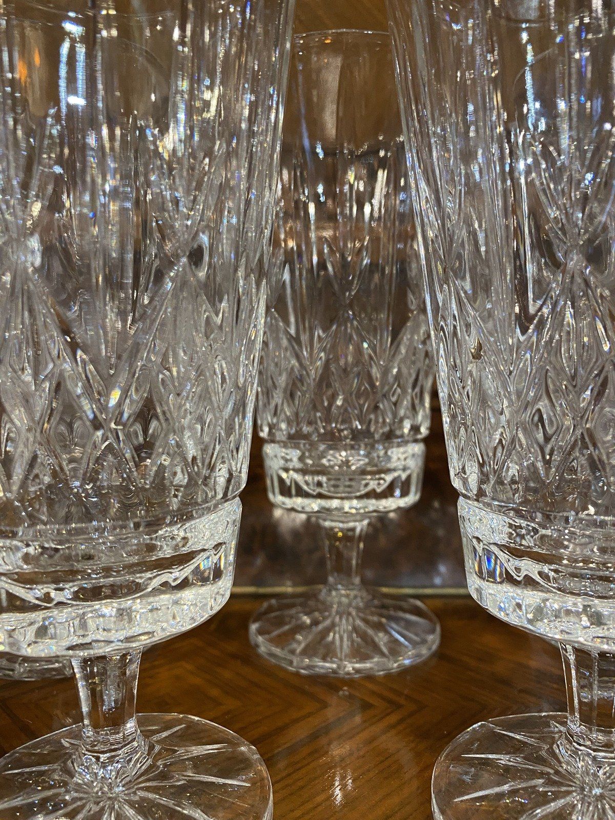 Set of 8x Glass Pressed Stemmed Water Glasses 3