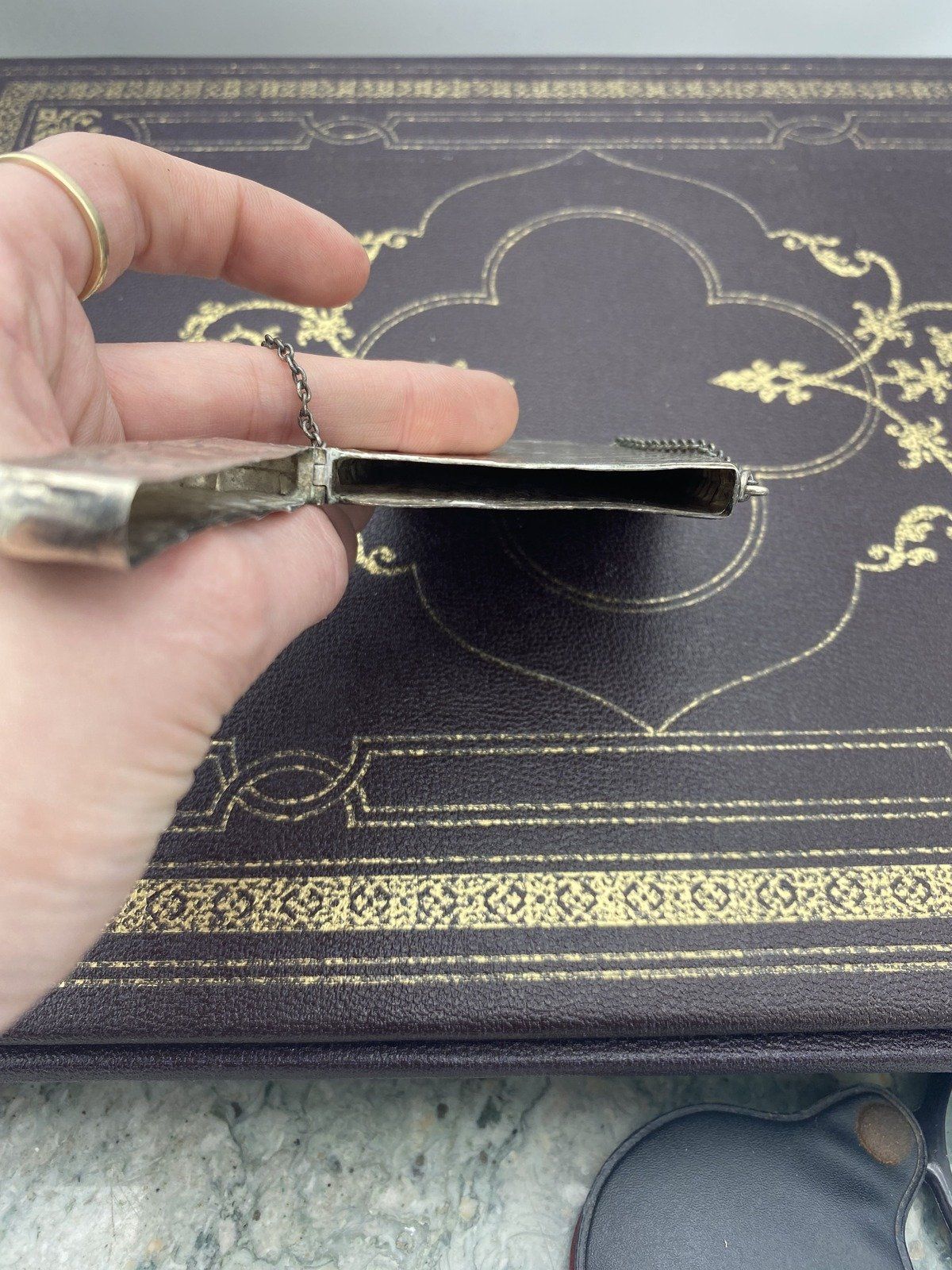 Antique c.1858 Sterling Silver Chatelaine Dance/Notecard Holder 8