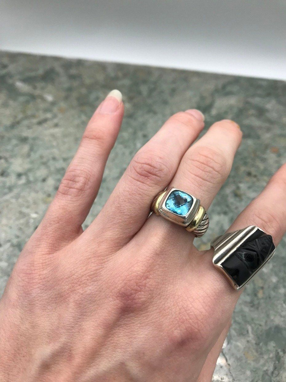 David Yurman Blue Topaz + Gold Accented Ring 3