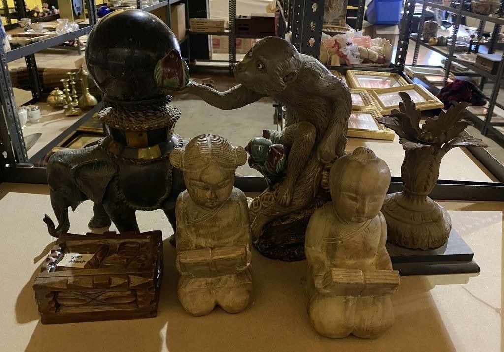 Collection of Elephant, Monkey, Figurines, and Box Decor (800)