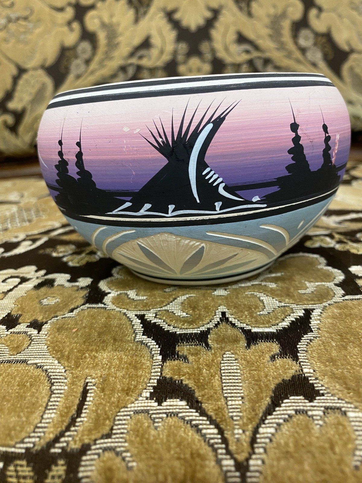 Signed Colorful Signed Sagg Dineh SW Navajo Pottery Bowl 2