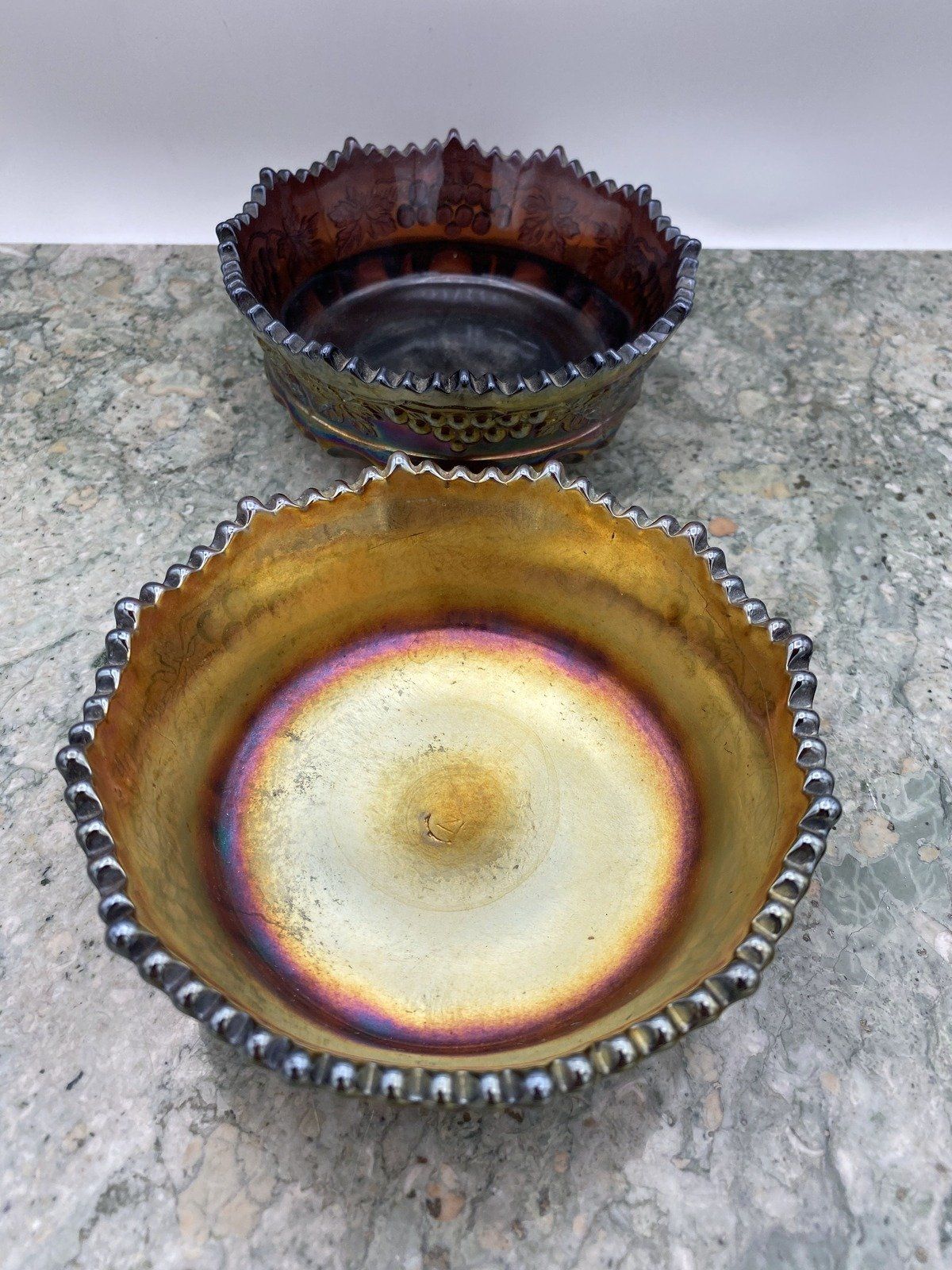 Pair of Two Carnival Glass Berry/Pet Bowls :) 3