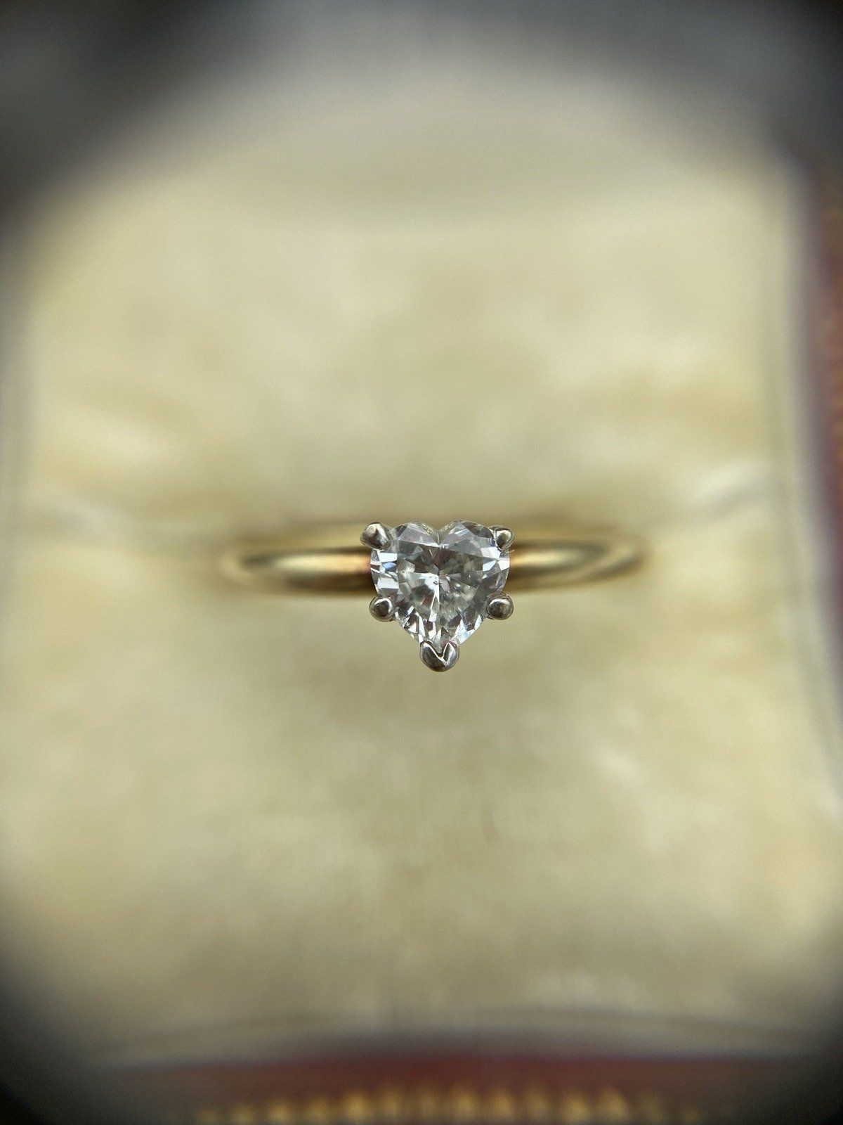ADORABLE! 14k Gold Natural Diamond Heart Faceted Solitaire Engagement Ring#2832 5