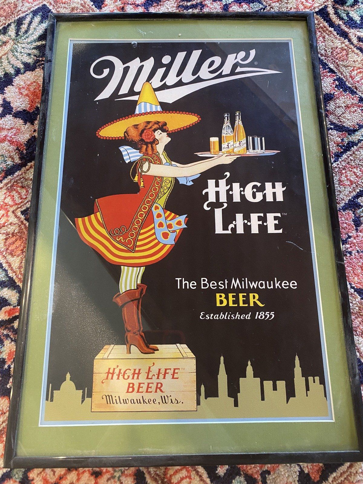 Vintage Reproduction Miller Life Beer Girl Framed Ad Poster 3