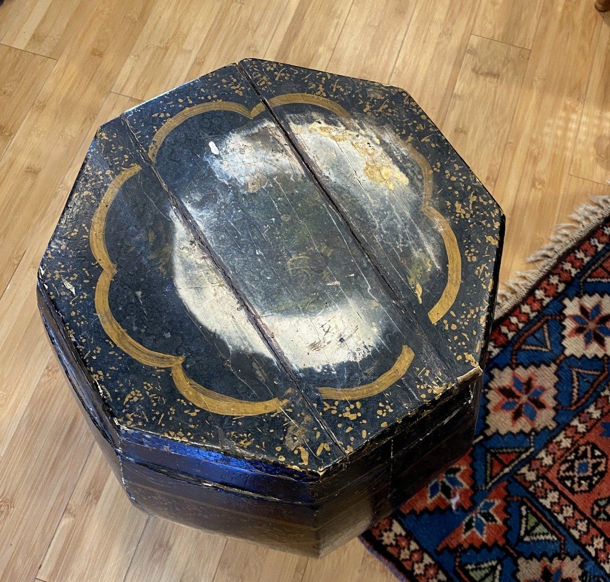 Antique Wooden Barrel w Decoupage Exterior and Lid 2