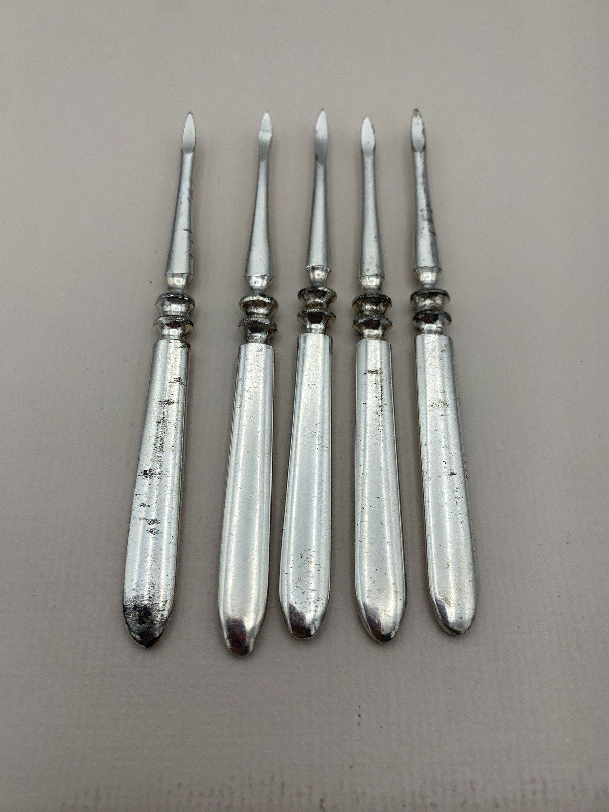 Minimalistic Set of 5x Silver Plated Olive Pit/Nut Pits