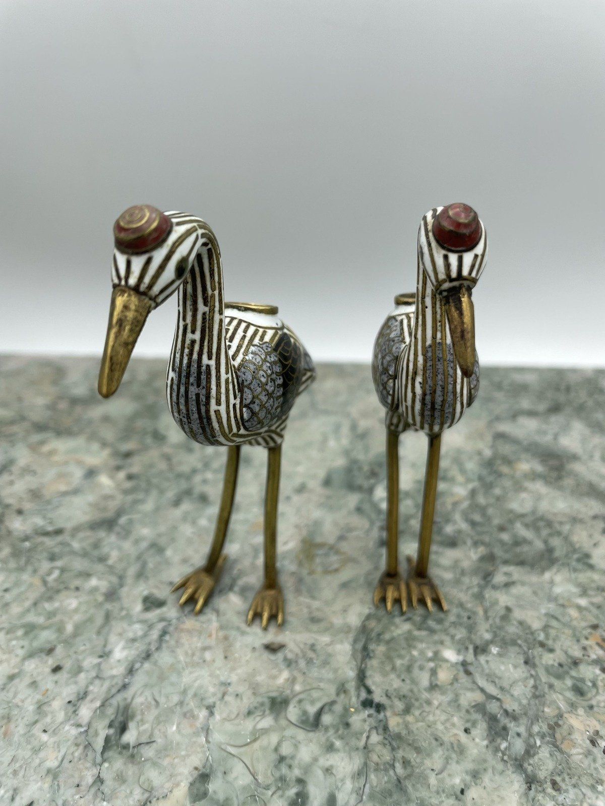 Pair of Miniature Closionne Shore Bird Vases/Vessels? :) 2