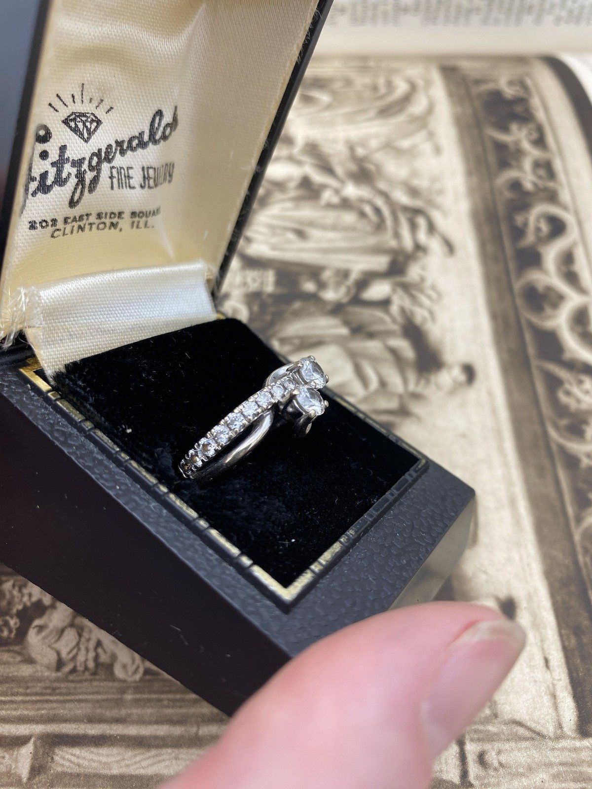 Ladies 14k White Gold Modern Antique Inspired French Moi Et Toi 2.26ctw Diamond Engagement Ring 5
