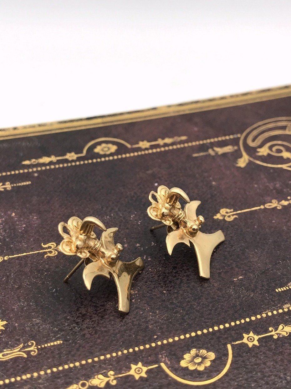Vintage 14k Gold Cauca Bird Mayan Aztec Earrings 2