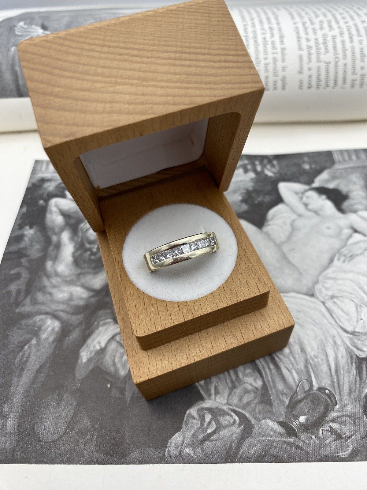 Men's 14k White Gold Square Cut Channel Set Diamond Ring Band 5