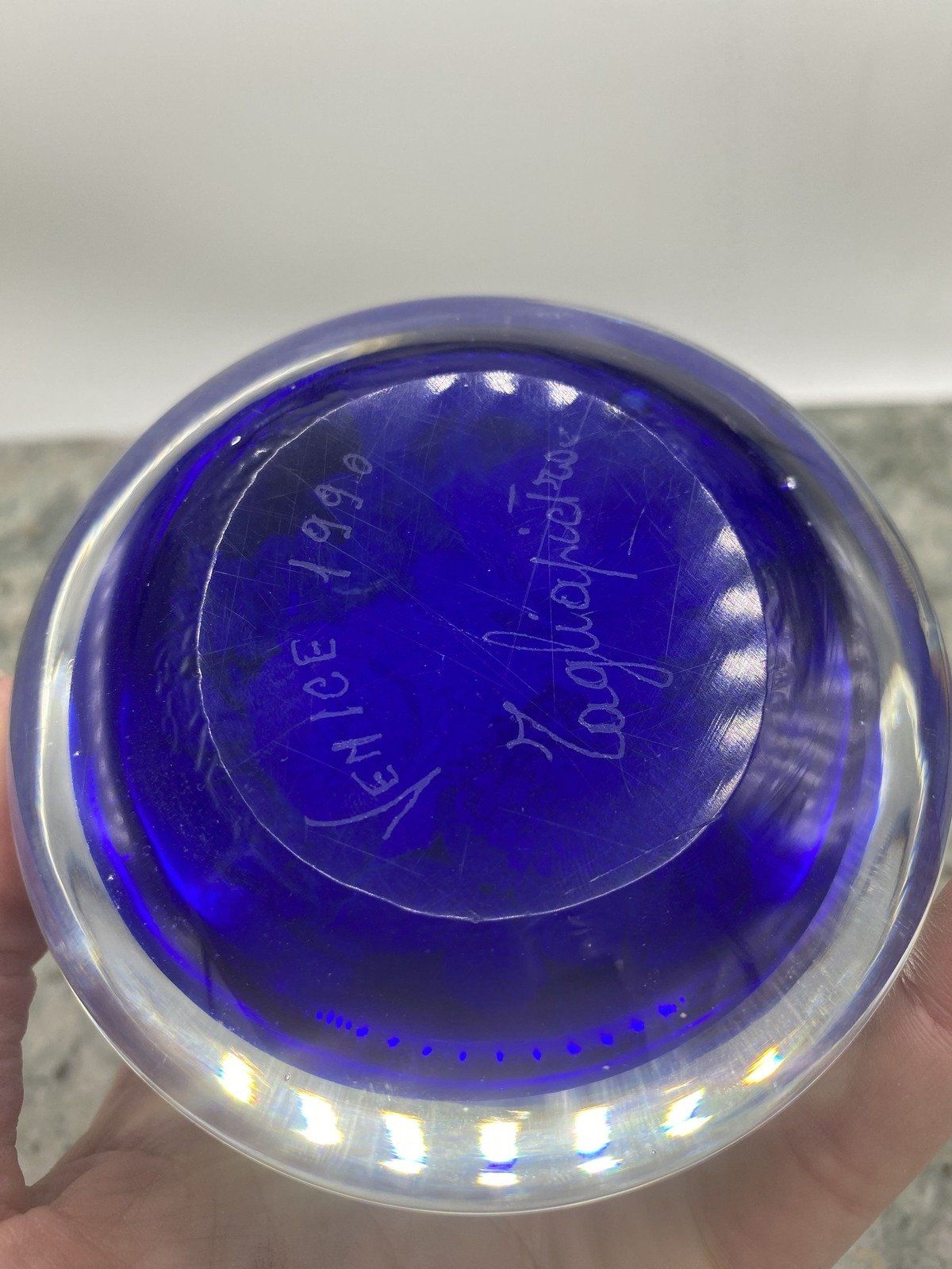 Apothocary Blue Venice Made Floral Paper Weight 1183 3