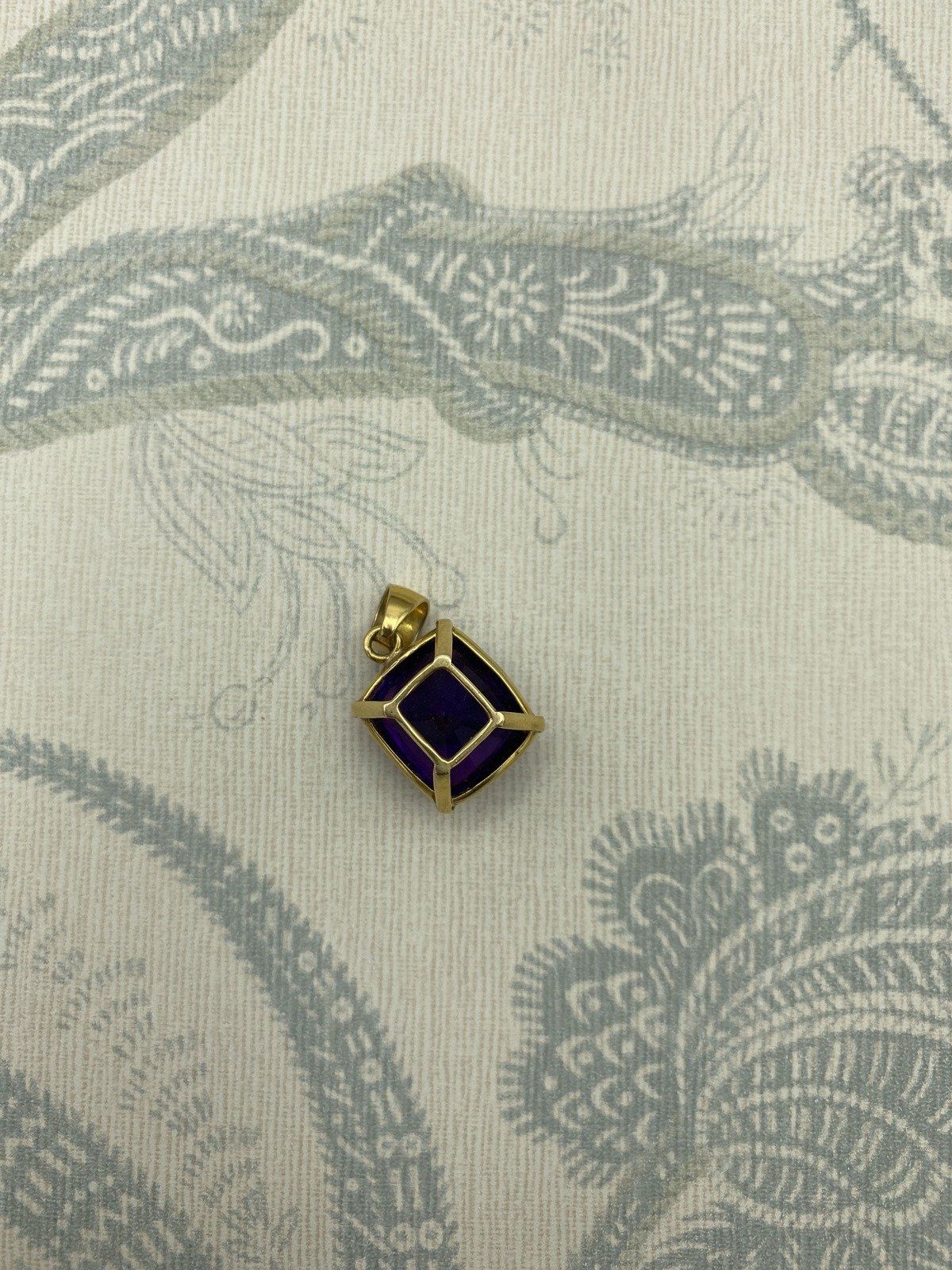 Grade A++ 18k Gold Set Deep Purple Amethyst Drop Pendant 4