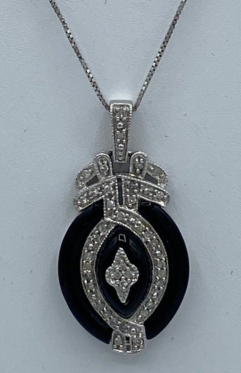 14k Gold Diamond Onyx Necklace/Pendant 3