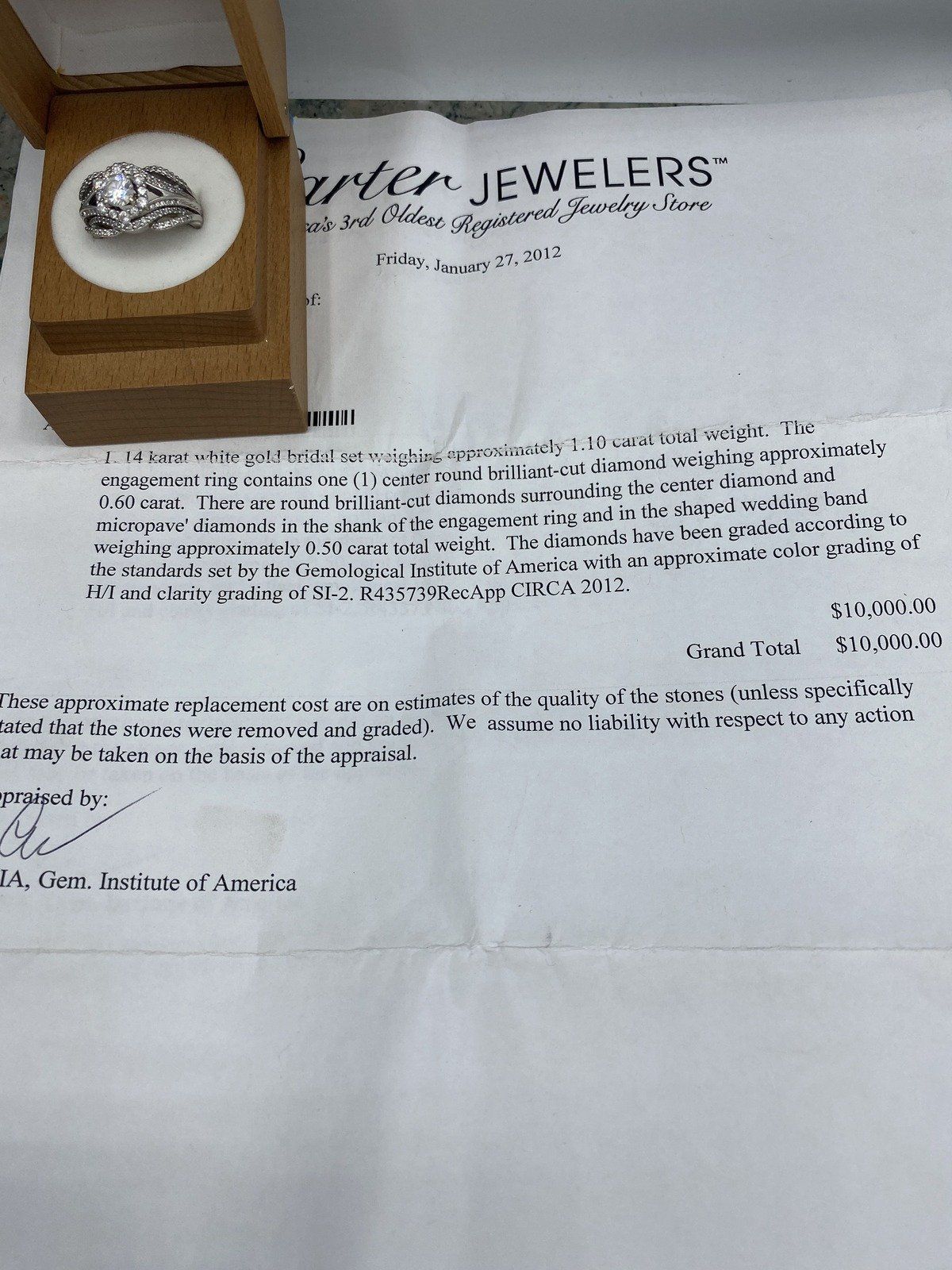 14k White Gold 1.10ctw Round Brilliant .60ct Center Diamond Bridal Ring 5