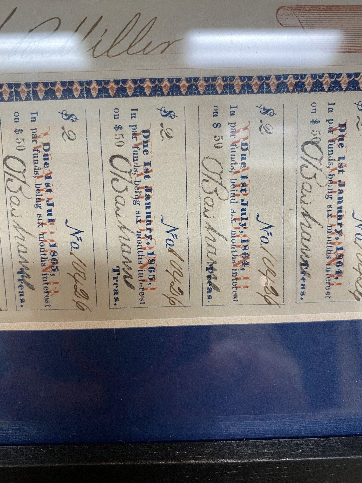 Framed Civil War Era Arkansas State c.1861 $50 War Bond 6