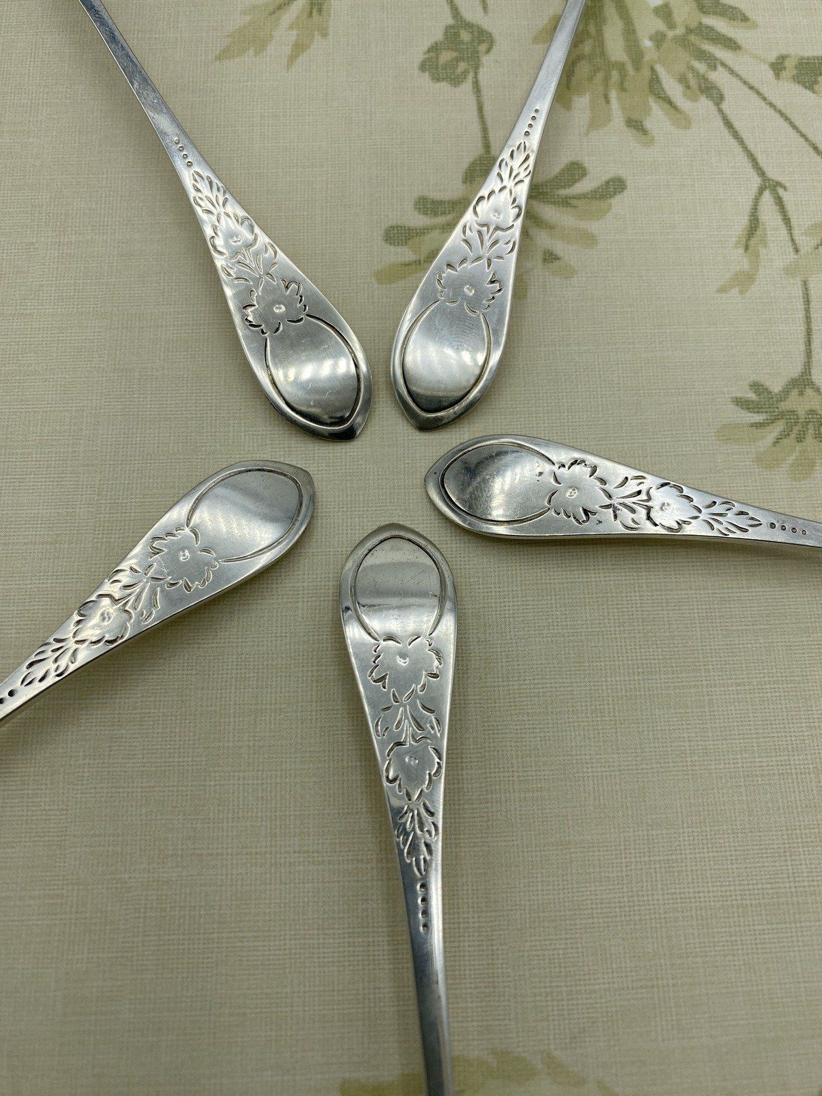 5x Wallace Sterling Silver Metropolitan Museum Repro Revere Demitasse Spoons w Shell Bowl Motif 3