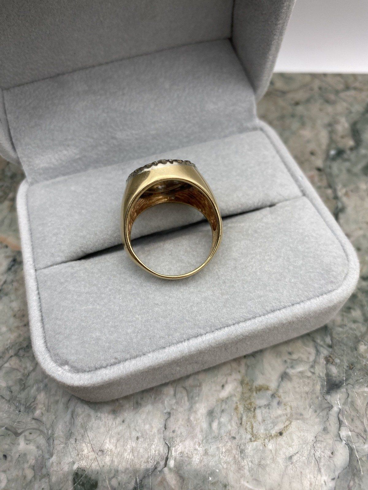 Men's Vintage 14k 1.4ct (Centers Only) Diamond Framed Signet Ring #2777 3