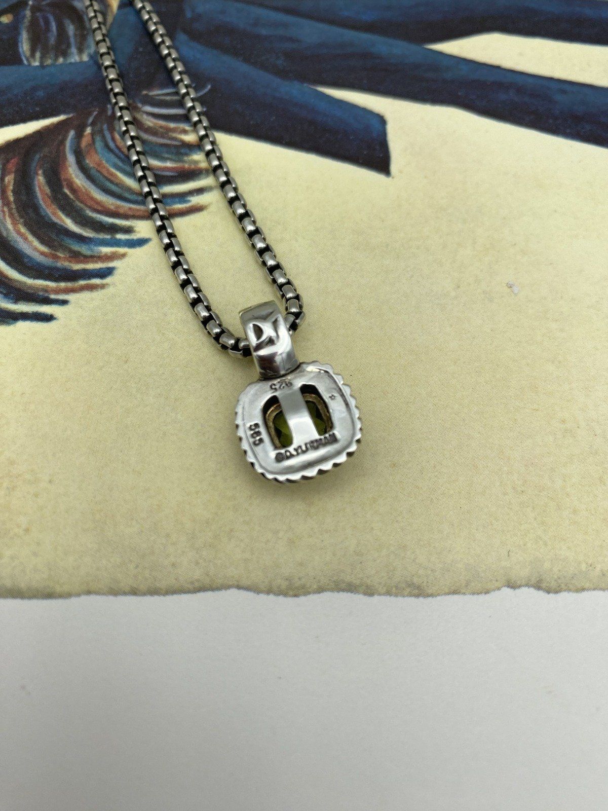 Sterling Silver + 14k Gold Peridot David Yurman 16L Necklace  #2220 4