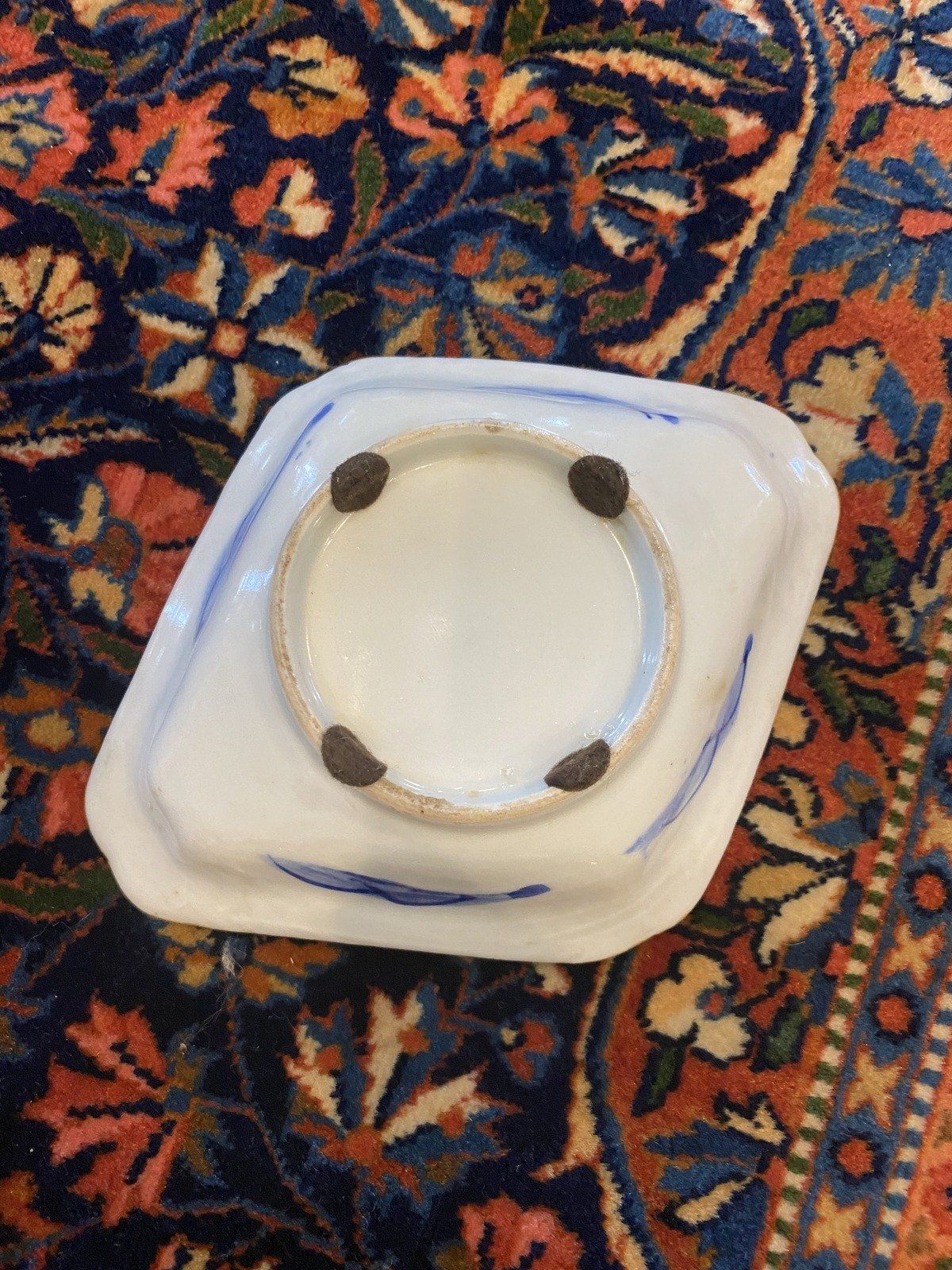 Japanese Ceramic Flow Blue Landscape Painted Dish 6