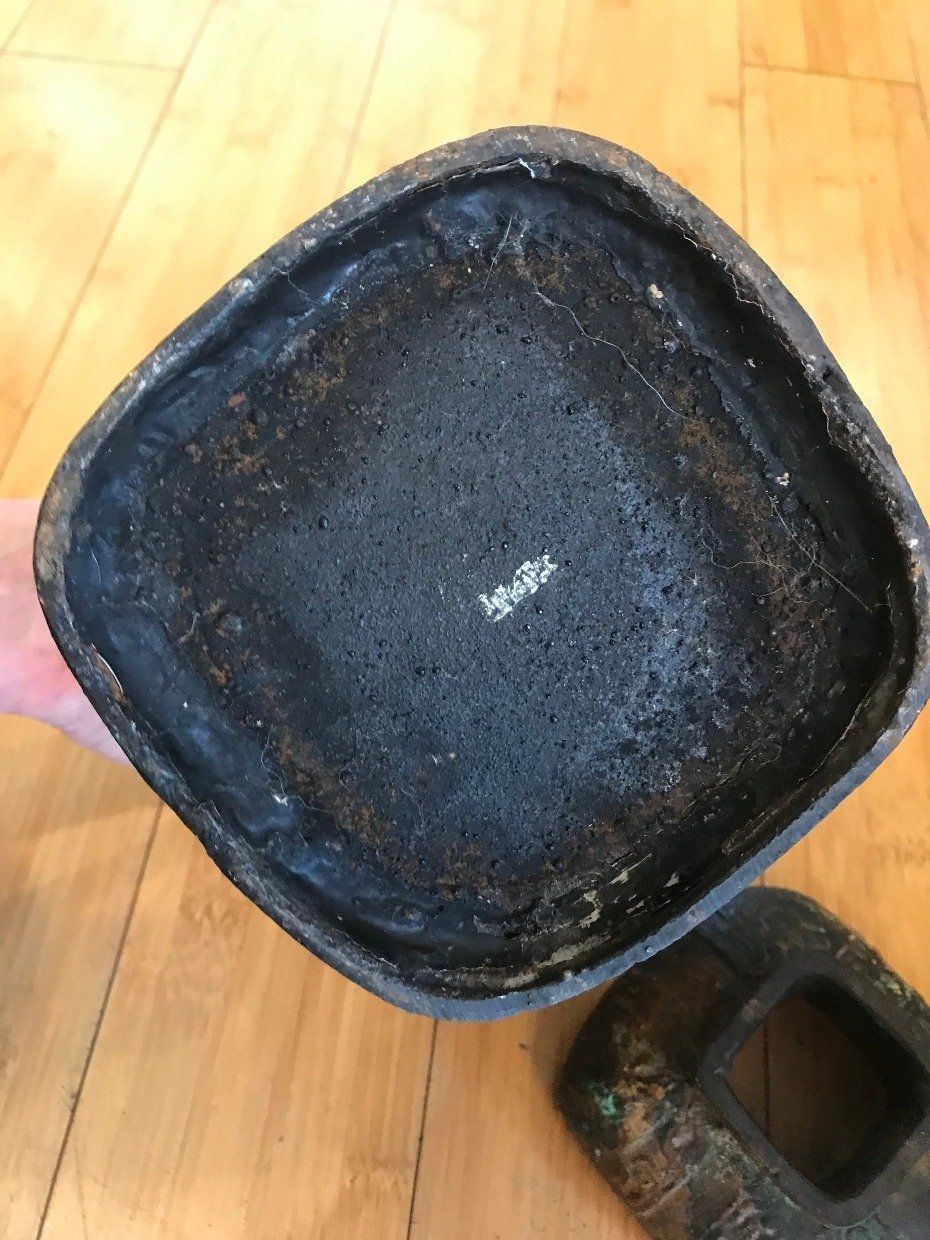 Antique Style Japanese Made Ornate Cast Iron Chinese Inspired Wine Vessel 11