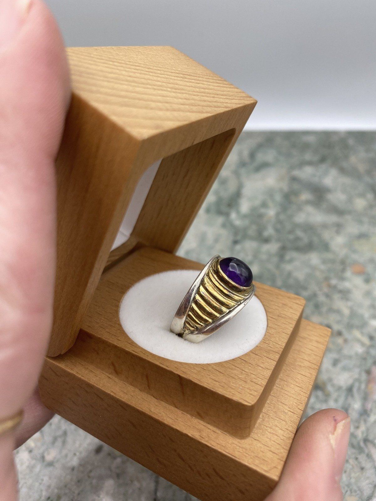 Lagos Caviar Sterling + 18k Amethyst Ring #233a 3